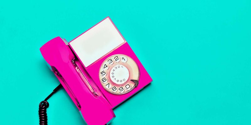 Vintage pink phone. Minimal design